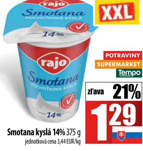 Rajo smotana kyslá 14%