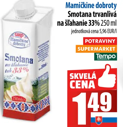 Mamiičké dobroty Smotana na šľahanie trvanlivá