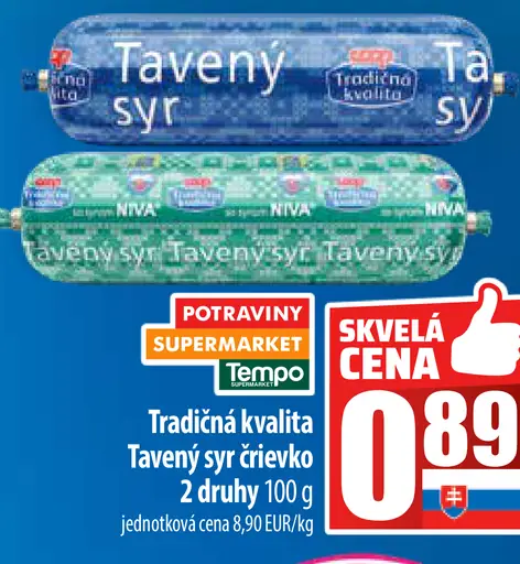 Tradičná kvalita tavený syr rozotierateľný 2 druhy