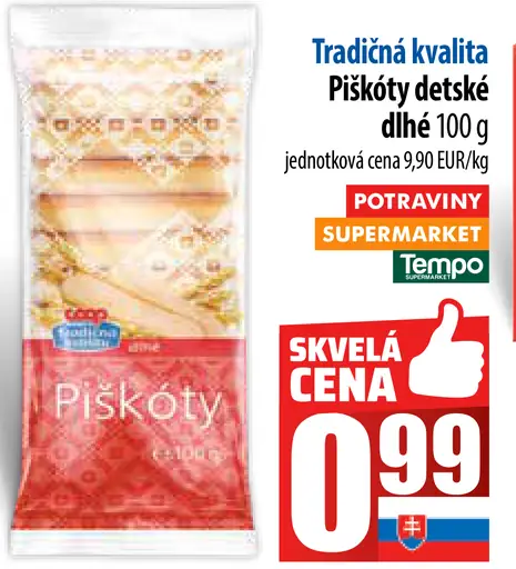 Tradičná kvalita Piškóty detské dlhé