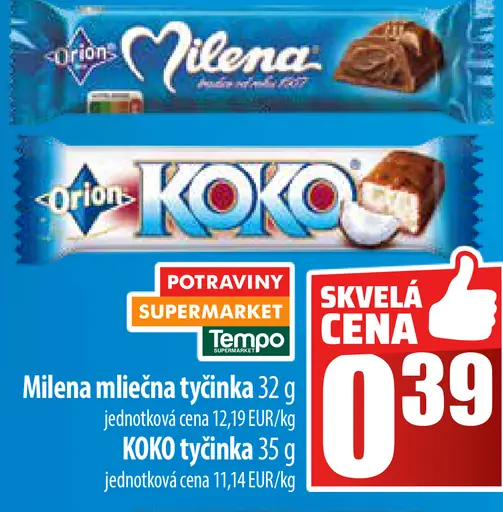 Milena mliečna tyčinka