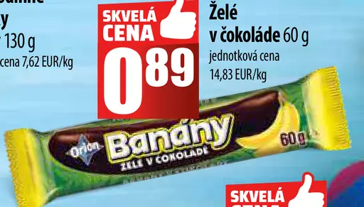 Orion Banány XXL želé v čokoláde
