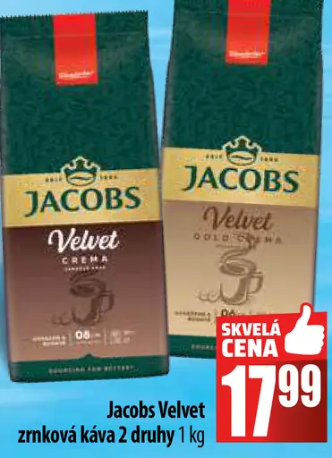 Jacobs Velvet zrnková káva