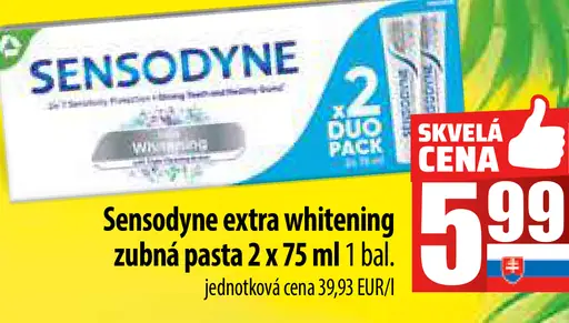 Sensodyne Extra Whitening zubná pasta 2 x