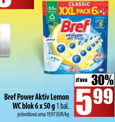 Bref Power Aktiv Lemon tuhý WC blok
