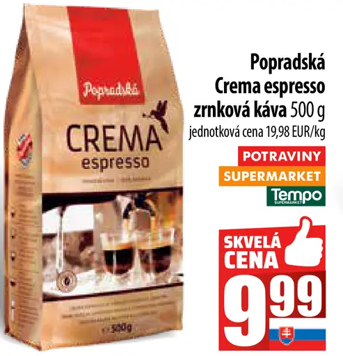 Popradská Crema Espresso zrnková káva