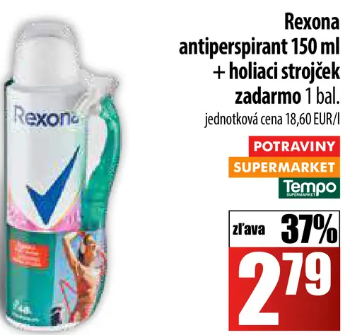 Rexona antiperspirant 150 ml + holiaci strojček