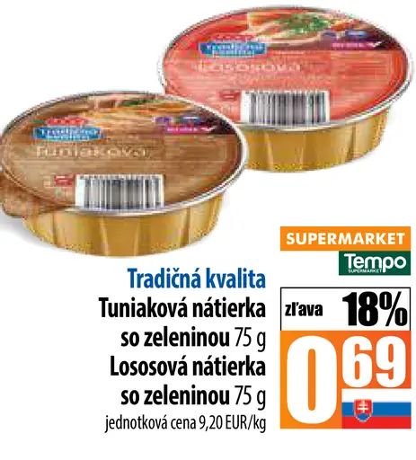 Pomazánky Tradičná kvalita Tuniaková nátierka so zeleninou - Lososová nátierka so zeleninou