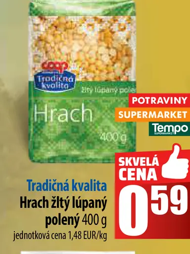 Tradičná kvalita Hrach žltý lúpaný
