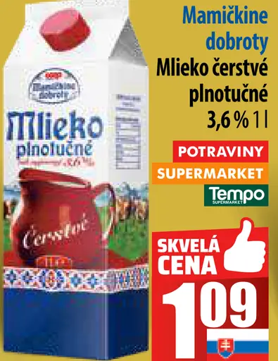 Mamičkine dobrotky Mlieko plnotučné