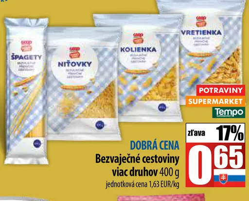 Tradičná kvalita Bezvaječné cestoviny viac druhov