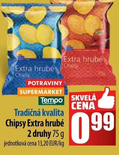 Tradičná kvalita Chipsy Extra hrubé
