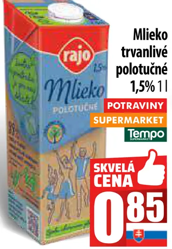 Mlieko trvanlivé polotučné 1,5%