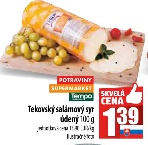 Tekovský salámový syr údený