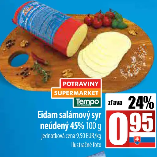 Eidam salámový syr neúdený 45%