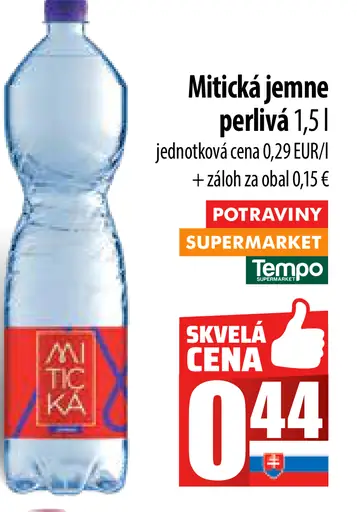 Mitská jemne perlivá voda