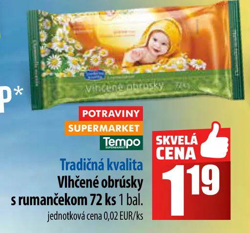 Tradičná kvalita vlhčené obrúsky s harmančekom