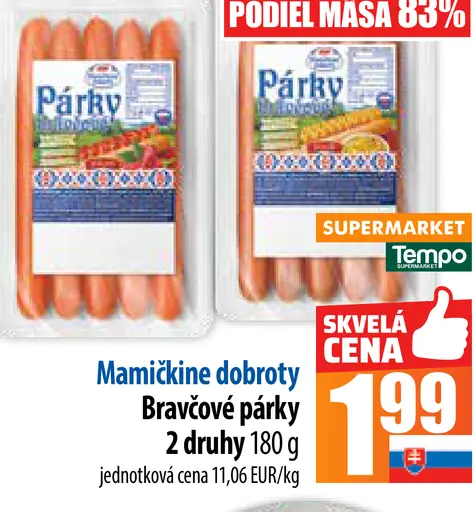 Mamičkine dobroty Bravčové párky 2 druhy