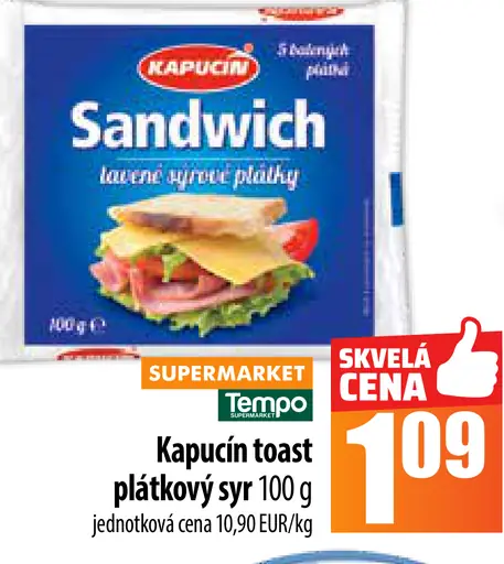 Kapučin toast plátkový syr