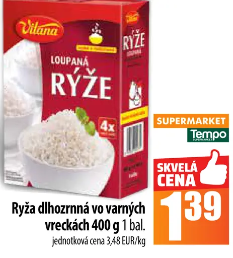 Vilana Ryža dlhozrnná vo varných vreckách
