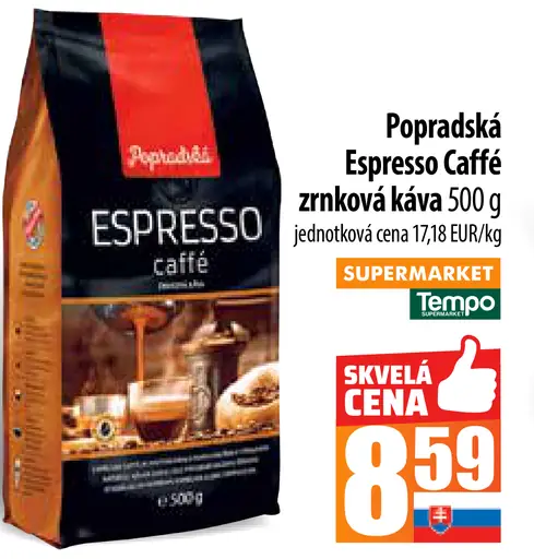 Popradská Espresso caffé zrnková káva