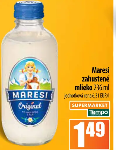 Maresi Original zahustené plnotučné mlieko nesladené