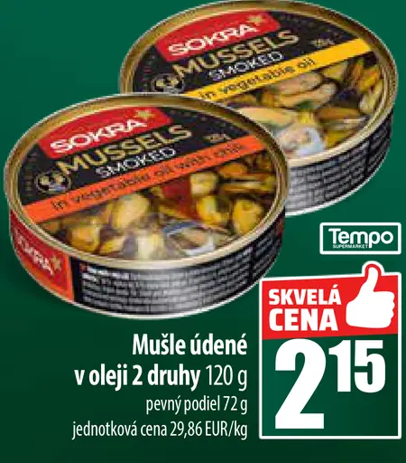 Bokovka Mušle údené v oleji