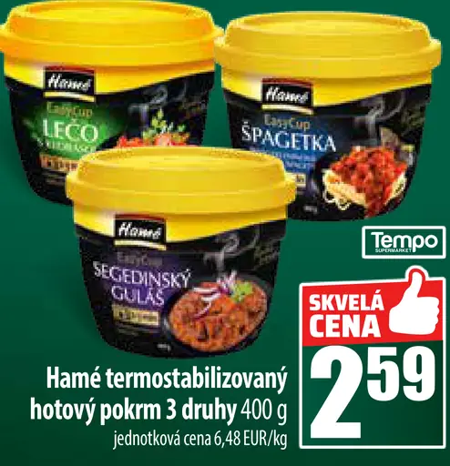 Hamé termostabilizovaný hotový pokrm