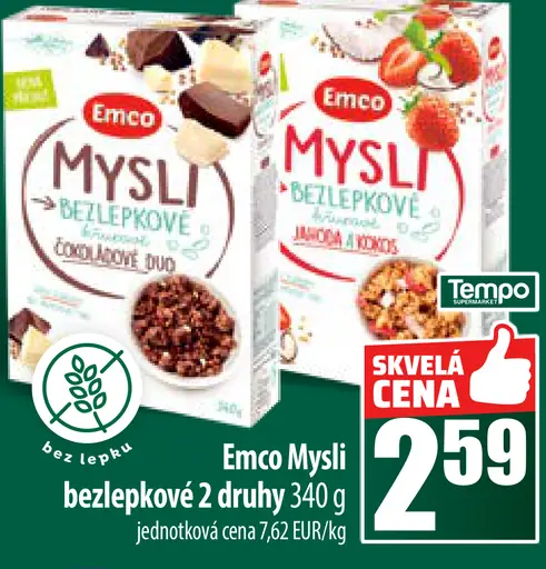 Emco Mysli bezlepkové - čokoládové, ovocné