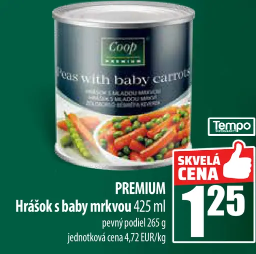 Coop Premium Hrášok s baby mrkvou