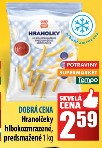Hranolky hlbokozmrazené, predsmažené