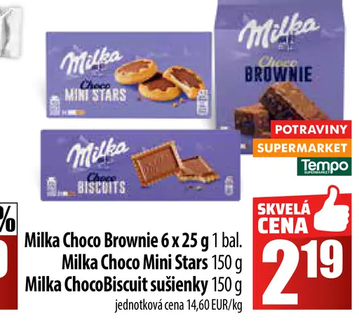 Milka Choco Brownie/Mini Stars/ChocoBiscuit sušienky
