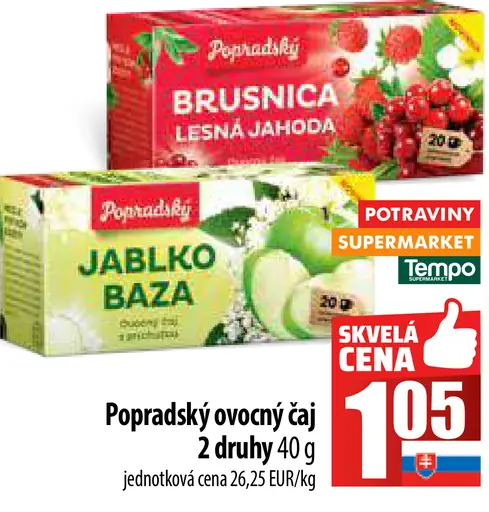 Popradský ovocný čaj Brusnica/Lesná jahoda/Jablko-Baza