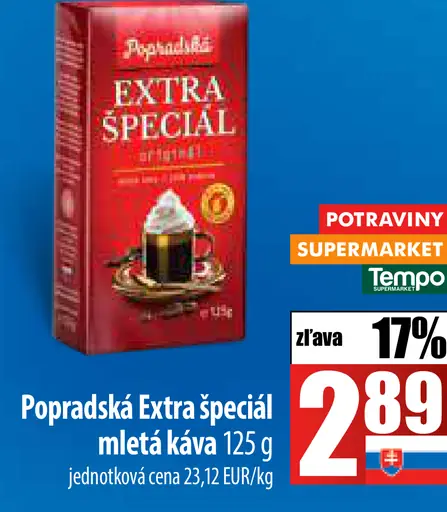 Popradská Extra špeciál originál mletá káva