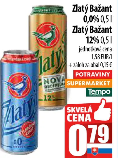 Zlatý Bažant Pivo plechovka