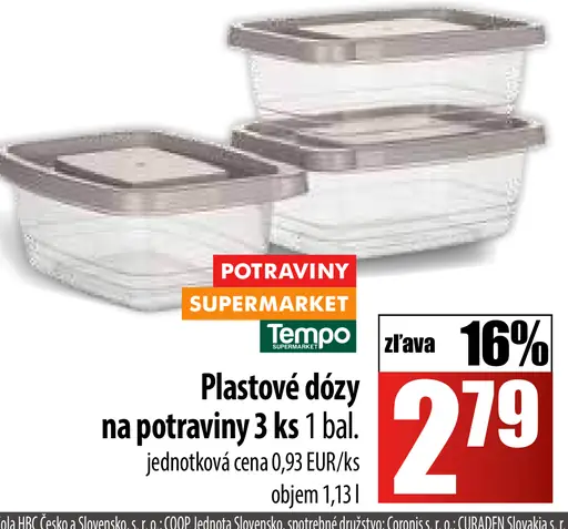 Plastové dózy na potraviny