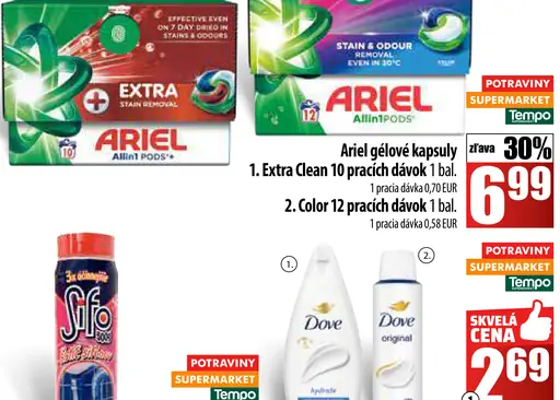 Ariel gélové kapsuly Extra Clean 10 pracích dávok