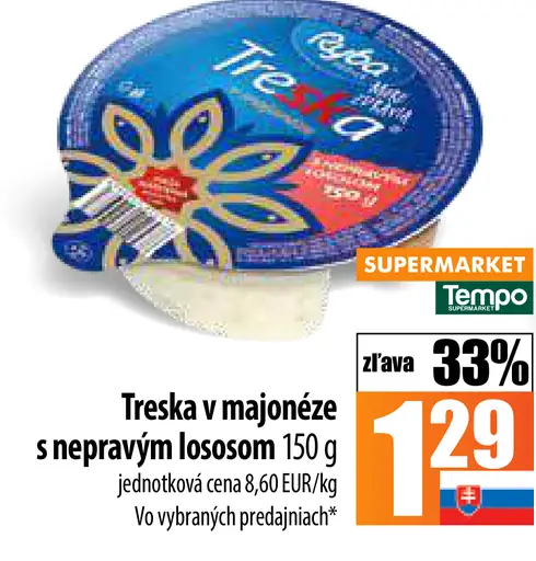 Ryba Treska v majonéze s nepravým lososom