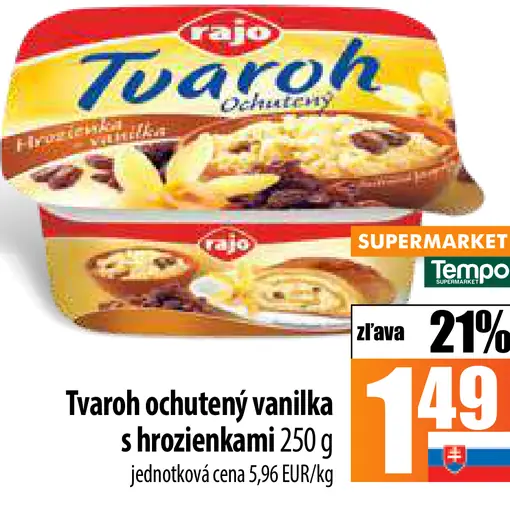 Rajo Ochutený tvaroh hrozienka a vanilka
