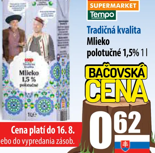 Tradičná kvalita Mlieko polotučné 1,5%