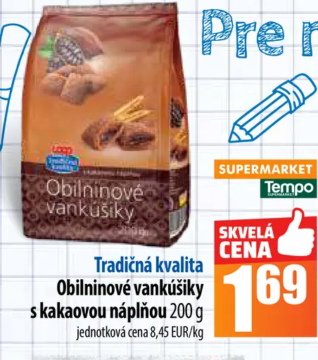 Tradičná kvalita Oblinové vankúšiky s kakaovou náplňou