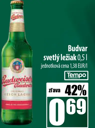 Budvar svetlý ležiak plechovka