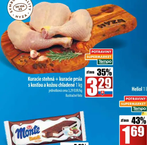 Hyza Kuracie stehná + kuracie prsia s kosťou a kožou chladené