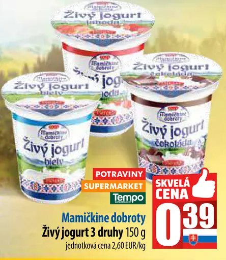 Mamičkiné dobroty Živý jogurt biely čučoriedkový broskyňový