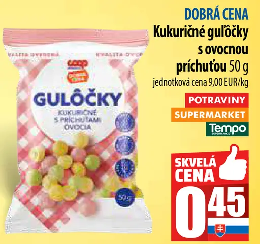 COOP Kukuřičné guľôčky s ovocnou príchuťou