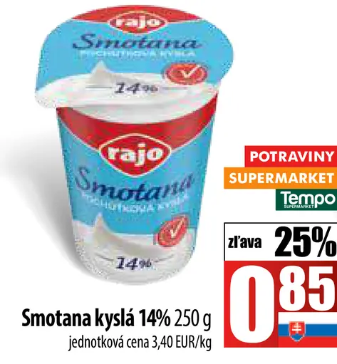 Rajo smotana kyslá 14%