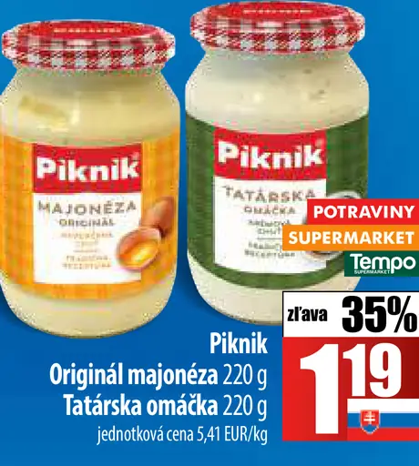 Piknik Originálna majonéza Tatárska omáčka