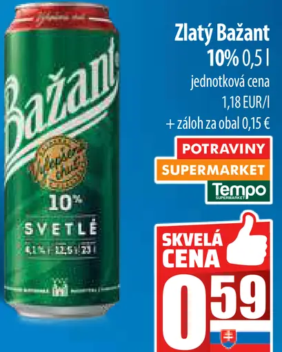 Zlatý Bažant Pivo plechovka