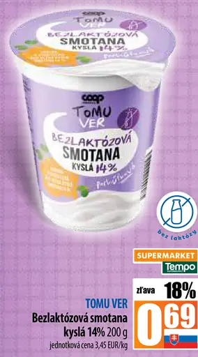 Bezlakózová smotana kyslá 14%