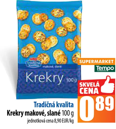 Tradičná kvalita Krekry makové, slané